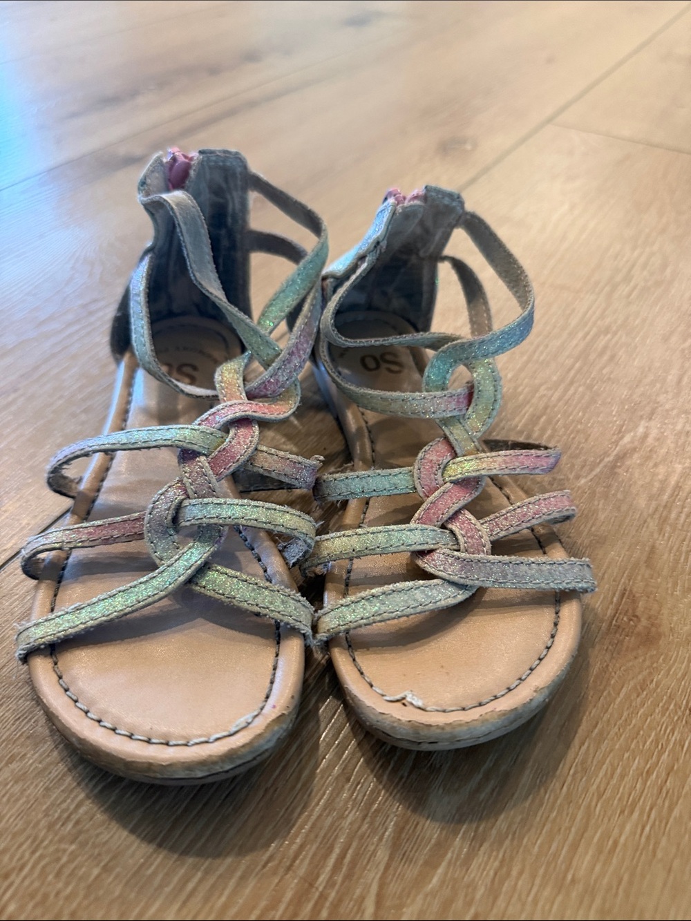 SO Pastel Rainbow Braided Kids Sandals